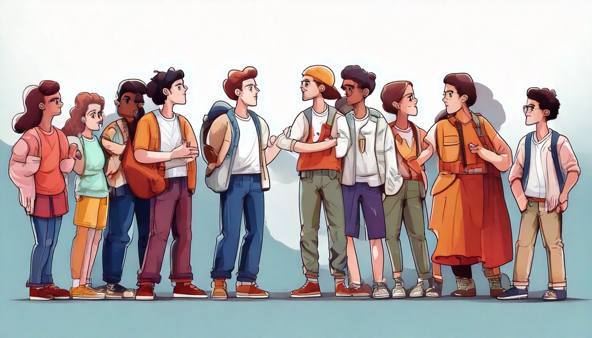 A large group of young people in a heated debate