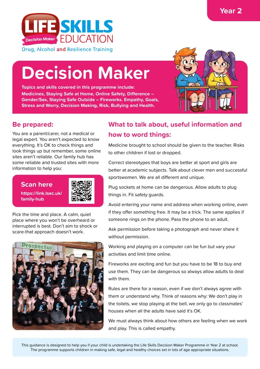 Preview of the Decision Maker Year 2 guidance sheet