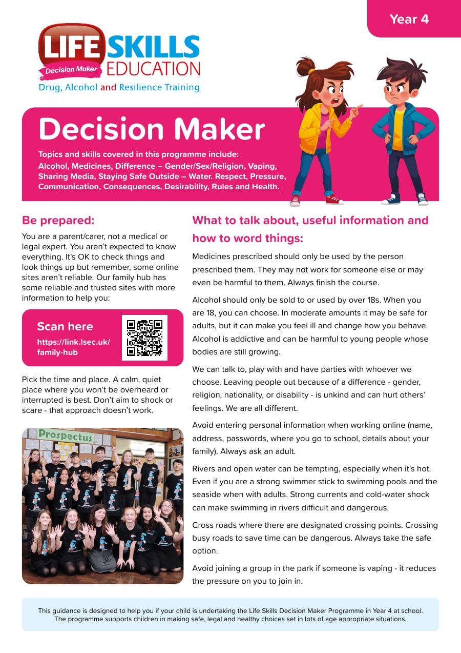Preview of the Decision Maker Year 4 guidance sheet